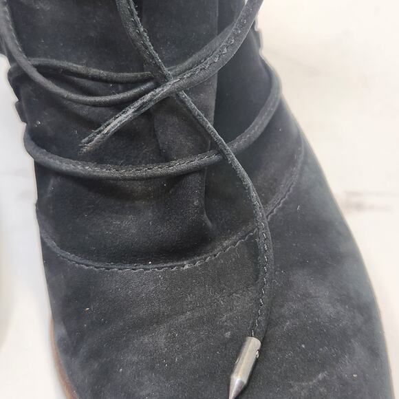 Sam Edelman Women Millard Black Leather Ankle Boot Bootie Size 7 M Zip Heeled - Picture 10 of 10